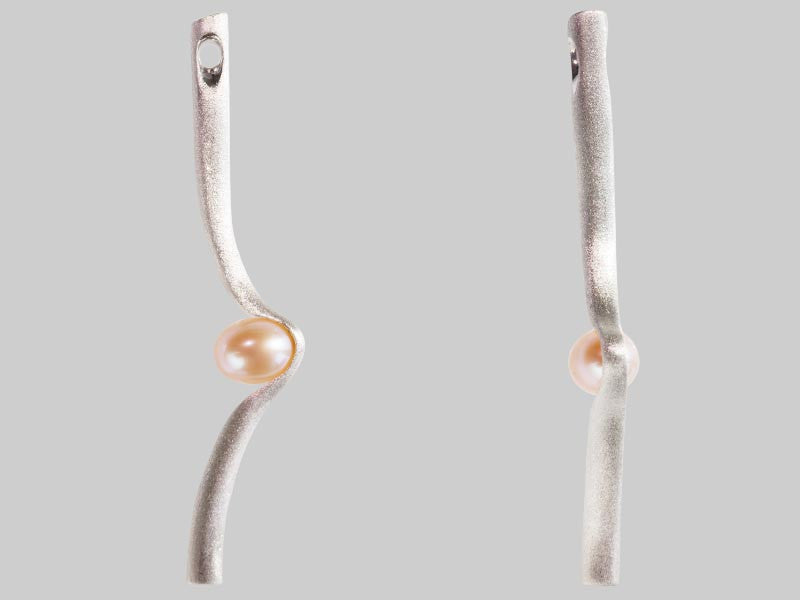 HUKU Large Silver Frost Finish Pendant - Lavender freshwater Pearl Price indicates HKD