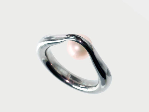 HUKU Silver Ring - Pink Pearl