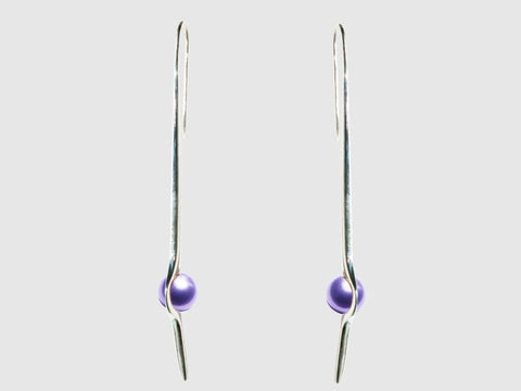 HUKU Silver Mirror Finish Earrings - Lavender Pearl-Price indicates in HKD