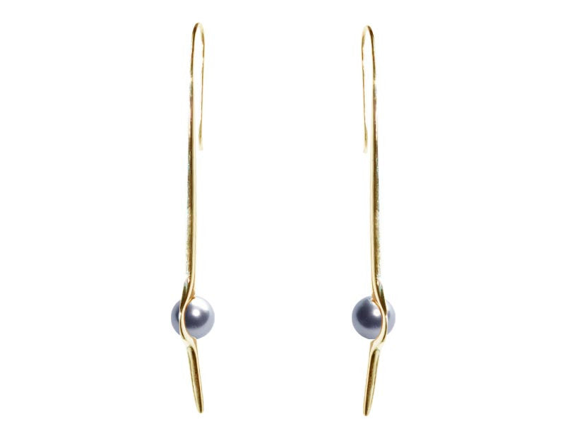 HUKU 10K Gold Earrings - Silver Pearl