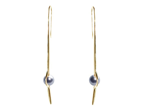 HUKU 10K Gold Earrings - Silver Pearl