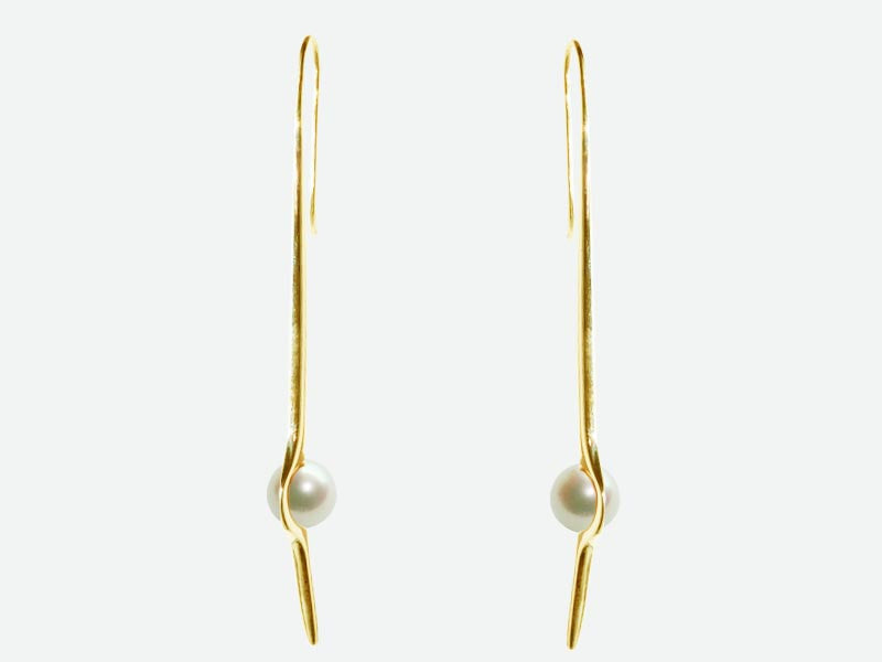 HUKU 10K Gold Earrings - White Pearl