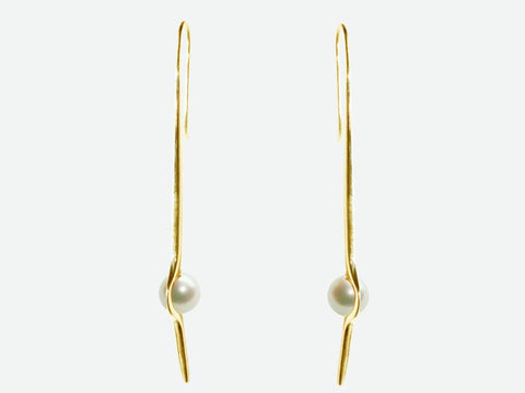 HUKU 10K Gold Earrings - White Pearl