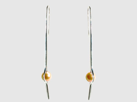 HUKU Silver Mirror Finish Earrings - Gold Pearl - Price indicates in HKD