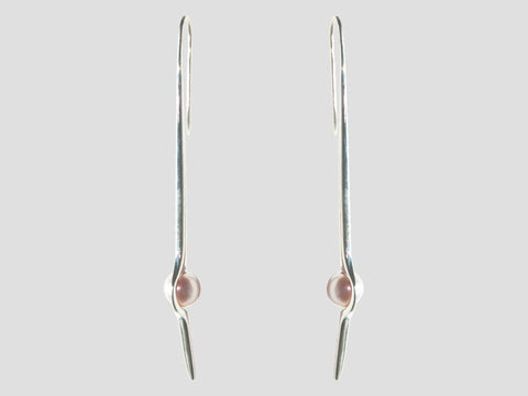 HUKU Silver Mirror Finish Earrings - Pink freshwater Pearl - Price indicates in HKD