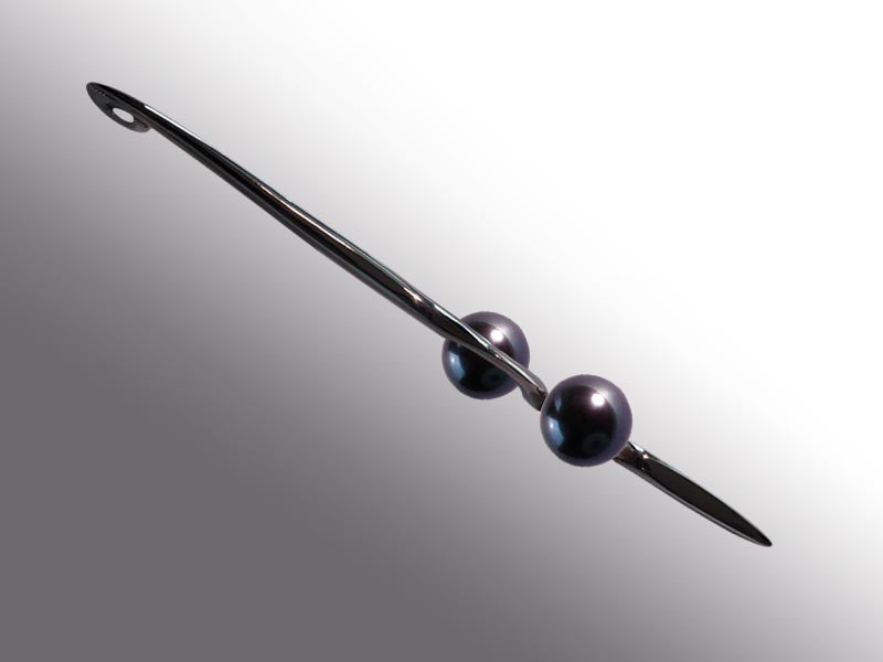 HUKU Black Silver Pendant Double - Black Pearls
