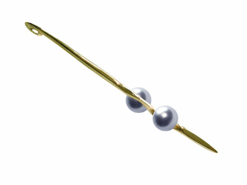 HUKU 10K Gold Pendant Double - Silver Pearls