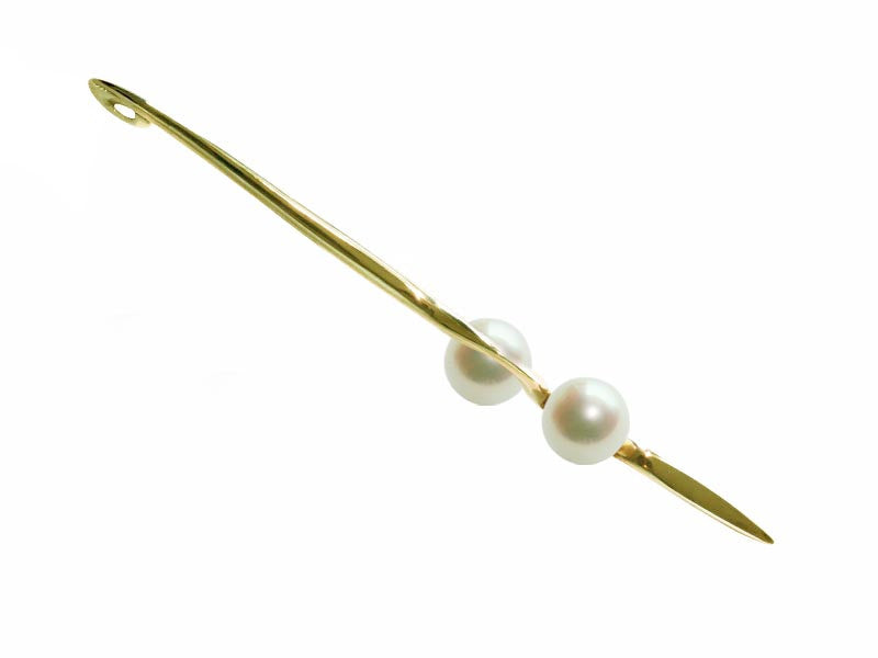 HUKU 10K Gold Pendant Double - White Pearls
