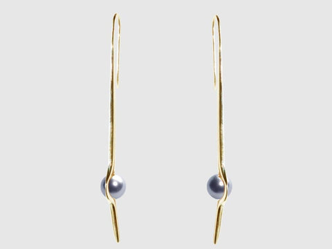 HUKU 10K Gold Earrings - Silver Pearl
